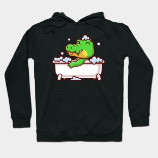 Cute Crocodile Bathing In Bathtub Cartoon Hoodie